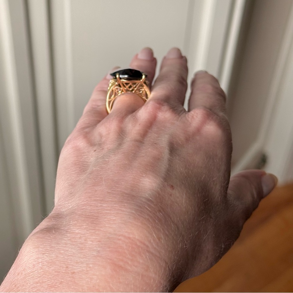 14K Gold Smoky Topaz Cocktail Ring Sz 6 – Original $1,725 Tag - Picture 12 of 12